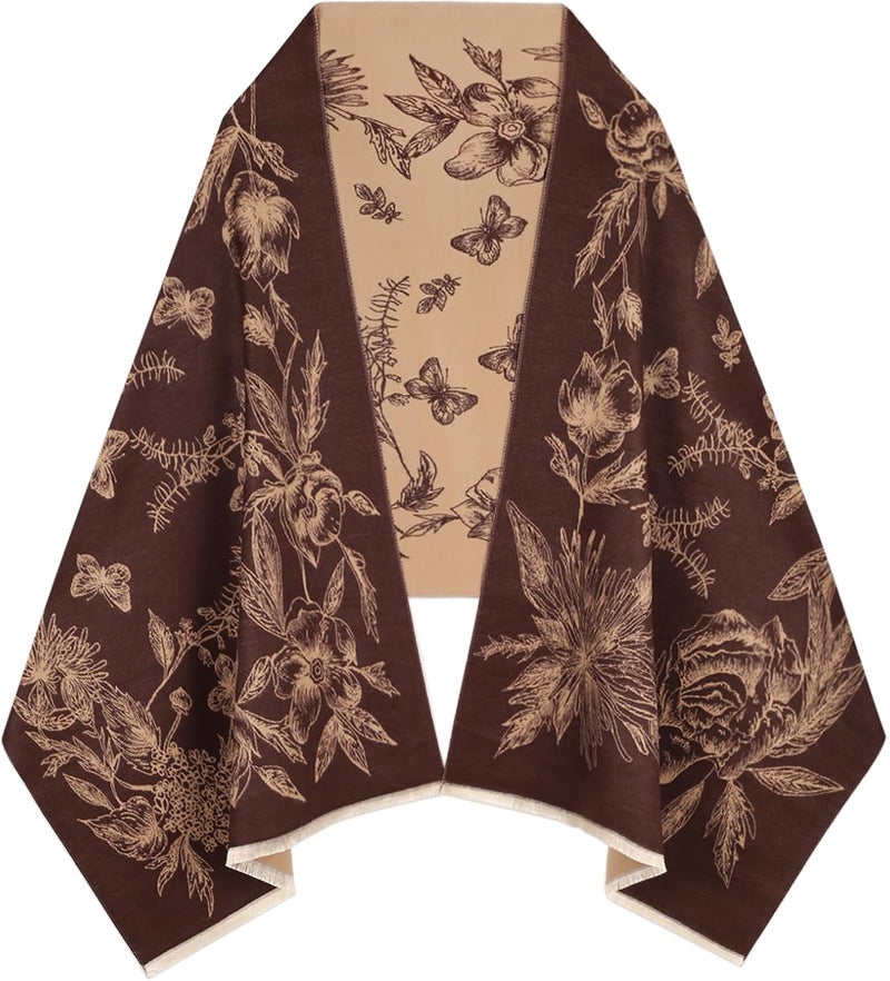 EXTREE Scarfs for Women Pashmina Silky Shawl Wrap for Evening Dressing Blanket Open Front Poncho Cape - Image 1